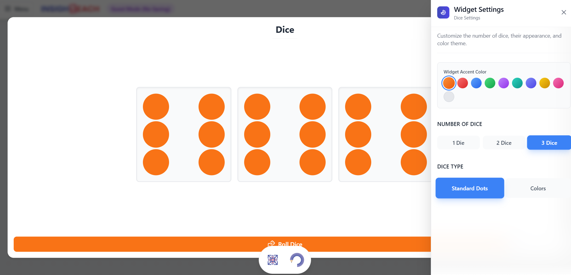 Dice Roller widget preview