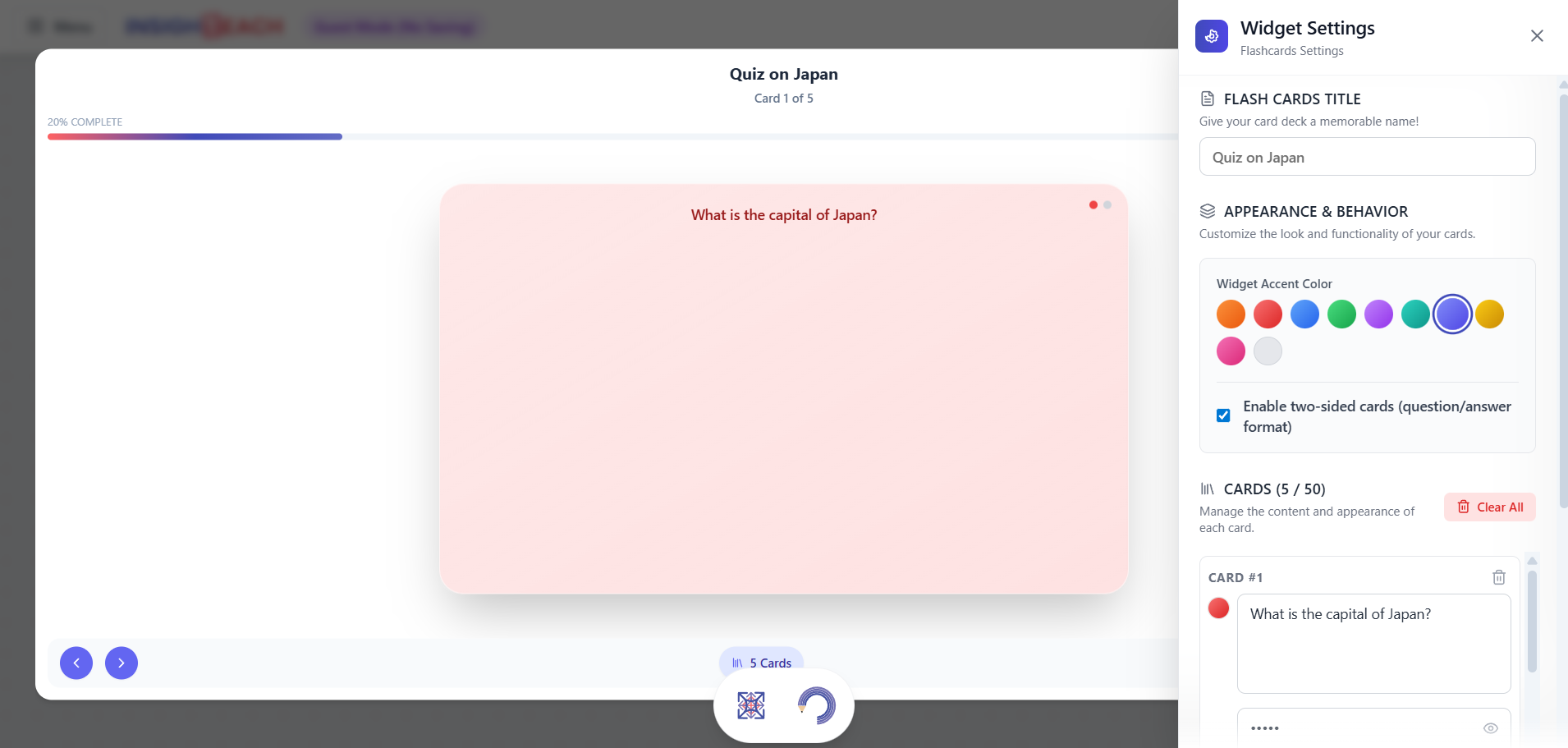 Flashcards widget preview
