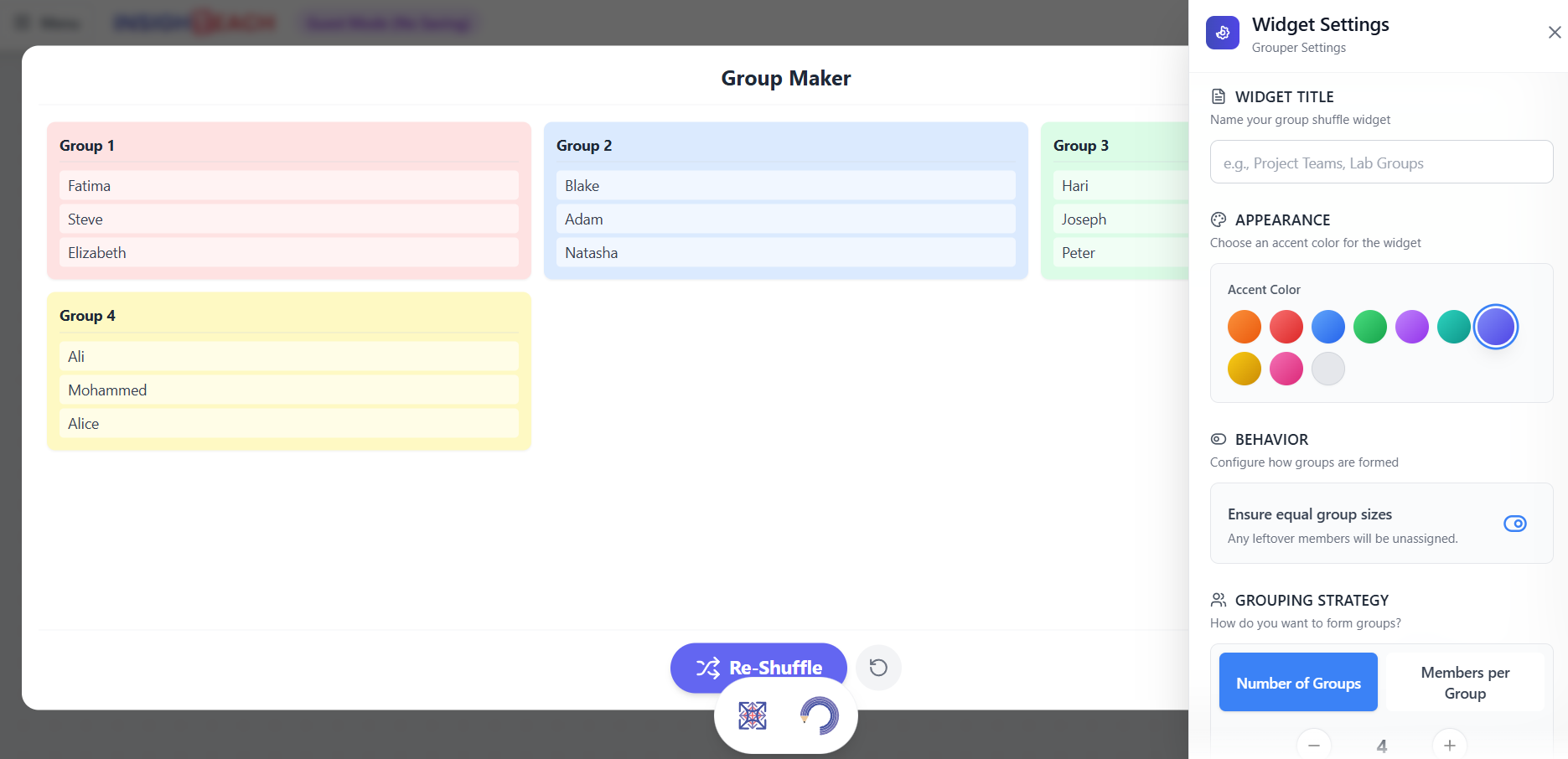 Group Maker widget preview