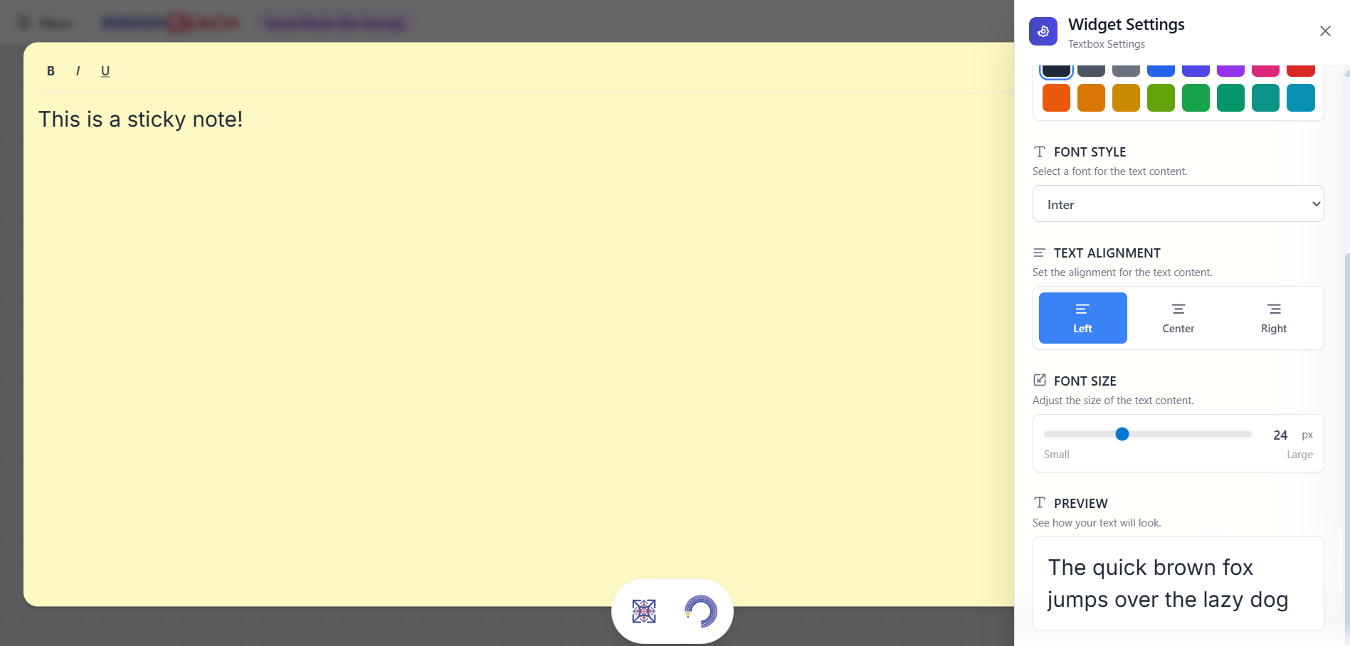 Sticky Notes widget preview