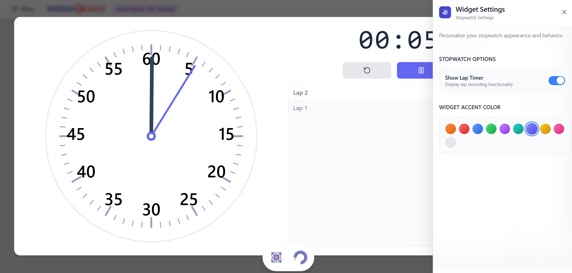 Stopwatch widget preview