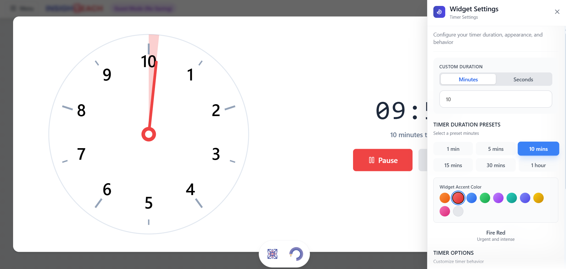 Timer widget preview